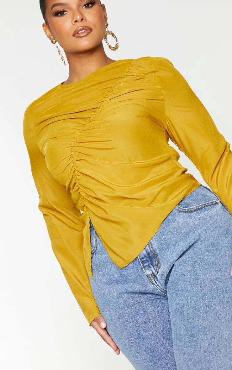 PrettyLittleThing Blouses*Plus Ruched Front Blouse