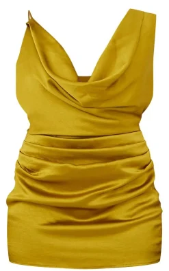 Plus Satin Extreme Cowl Bodycon Dress-PrettyLittleThing New