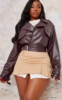 PrettyLittleThing Faux Leather Jackets*Plus Cropped Collar Detail Faux Leather Jacket