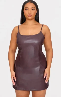 Plus Strappy Pu Bodycon Dress-PrettyLittleThing Online