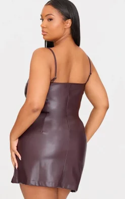 Plus Strappy Pu Bodycon Dress-PrettyLittleThing Online