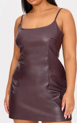 Plus Strappy Pu Bodycon Dress-PrettyLittleThing Online