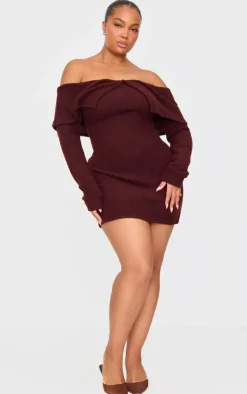 Plus Soft Touch Bardot Mini Dress-PrettyLittleThing Sale