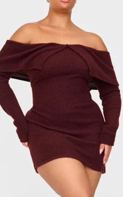 Plus Soft Touch Bardot Mini Dress-PrettyLittleThing Sale