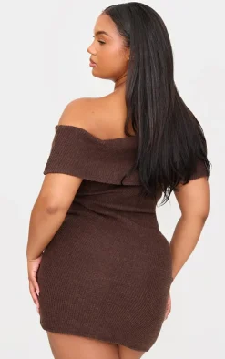 Plus Brushed Rib Asymmetric Bodycon Dress-PrettyLittleThing Best