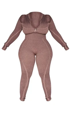 Plus Chocolate Cold Shoulder Seam Detail Jumpsuit