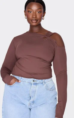 PrettyLittleThing Snatched*Plus Contour Long Sleeve Knot Detail Top