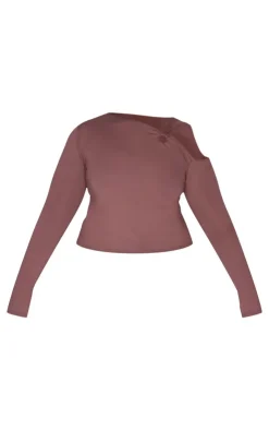 PrettyLittleThing Snatched*Plus Contour Long Sleeve Knot Detail Top