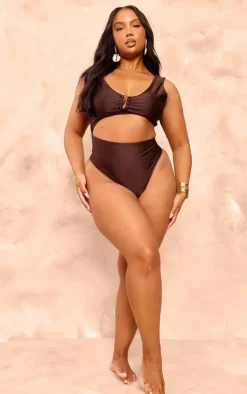 Plus Chocolate Cut Out Trim Detail Swimsuit