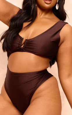 Plus Chocolate Cut Out Trim Detail Swimsuit