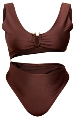 Plus Chocolate Cut Out Trim Detail Swimsuit