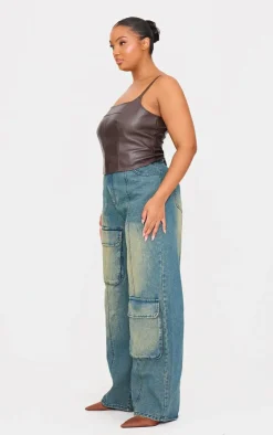 PrettyLittleThing Corsets*Plus Faux Leather Square Neck Long Corset