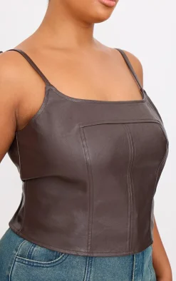 PrettyLittleThing Corsets*Plus Faux Leather Square Neck Long Corset