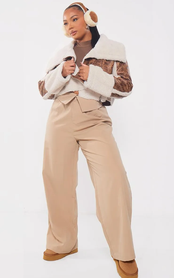 PrettyLittleThing Aviator Jackets*Plus Faux Suede Borg Trim Aviator