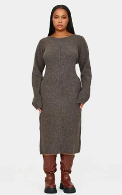Plus Knitted Seam Front Midaxi Dress-PrettyLittleThing Discount