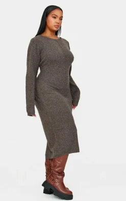 Plus Knitted Seam Front Midaxi Dress-PrettyLittleThing Discount
