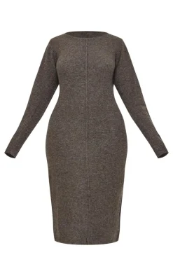 Plus Knitted Seam Front Midaxi Dress-PrettyLittleThing Discount