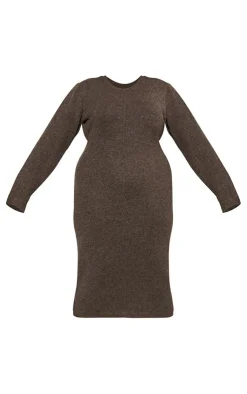 Plus Knitted Seam Front Midaxi Dress-PrettyLittleThing Discount