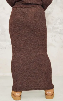 PrettyLittleThing Knitted Two Piece Sets*Plus Marl Knit Foldover Maxi Skirt