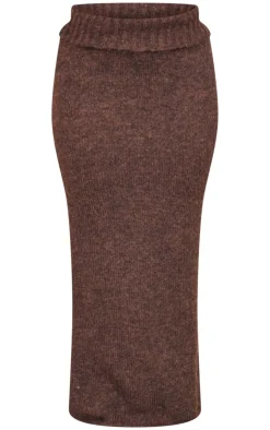 PrettyLittleThing Knitted Two Piece Sets*Plus Marl Knit Foldover Maxi Skirt