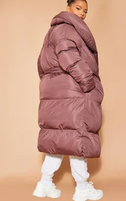 PrettyLittleThing Puffer Jackets*Plus Oversized Collar Belted Longline Puffer Coat