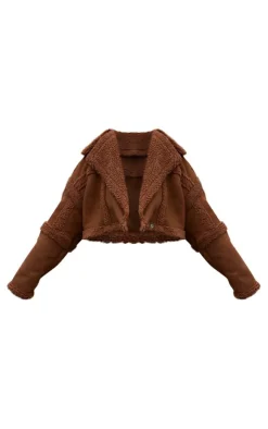 PrettyLittleThing Aviator Jackets*Plus Shearling Trim Crop Aviator