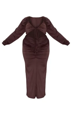 Plus Slinky Cut Out Ruched Maxi Dress-PrettyLittleThing Hot