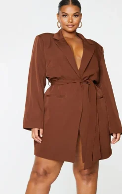Plus Tie Waist Blazer Dress-PrettyLittleThing Outlet
