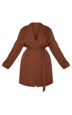 Plus Tie Waist Blazer Dress-PrettyLittleThing Outlet