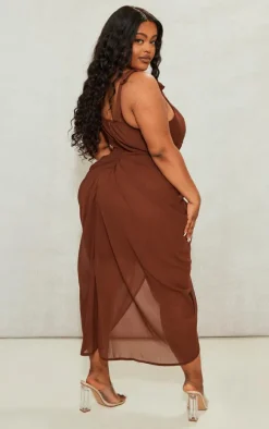 Plus Underwire Detail Draped Midi Dress-PrettyLittleThing New