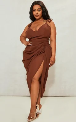 Plus Underwire Detail Draped Midi Dress-PrettyLittleThing New