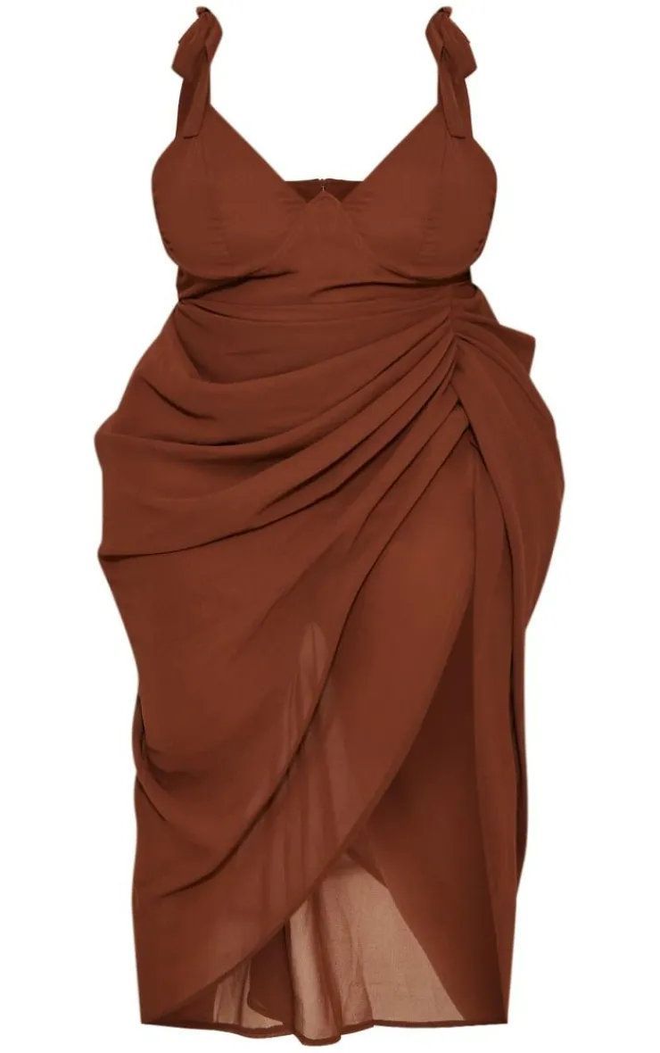 Plus Underwire Detail Draped Midi Dress-PrettyLittleThing New