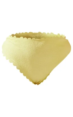 Plus Citrus Yellow Crinkle Scallop Edge High Leg Bikini Bottoms