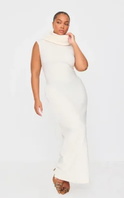 Plus Brushed Rib Roll Neck Maxi Dress-PrettyLittleThing Hot