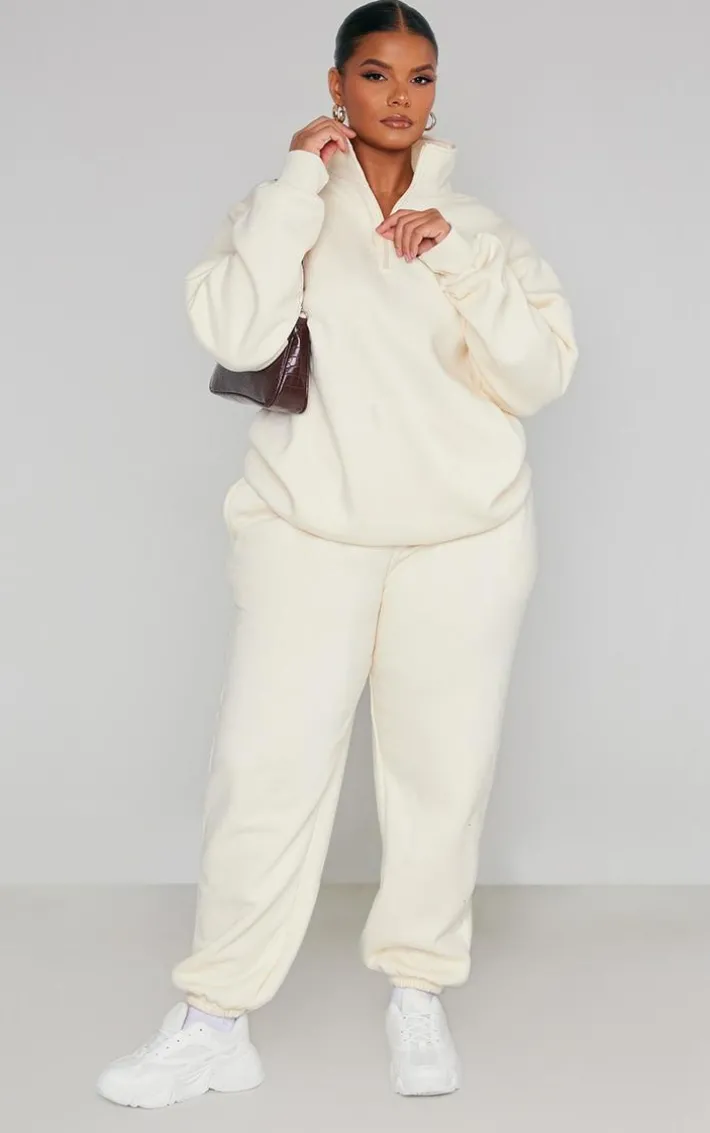 Plus Cream Casual Sweat Sweatpants