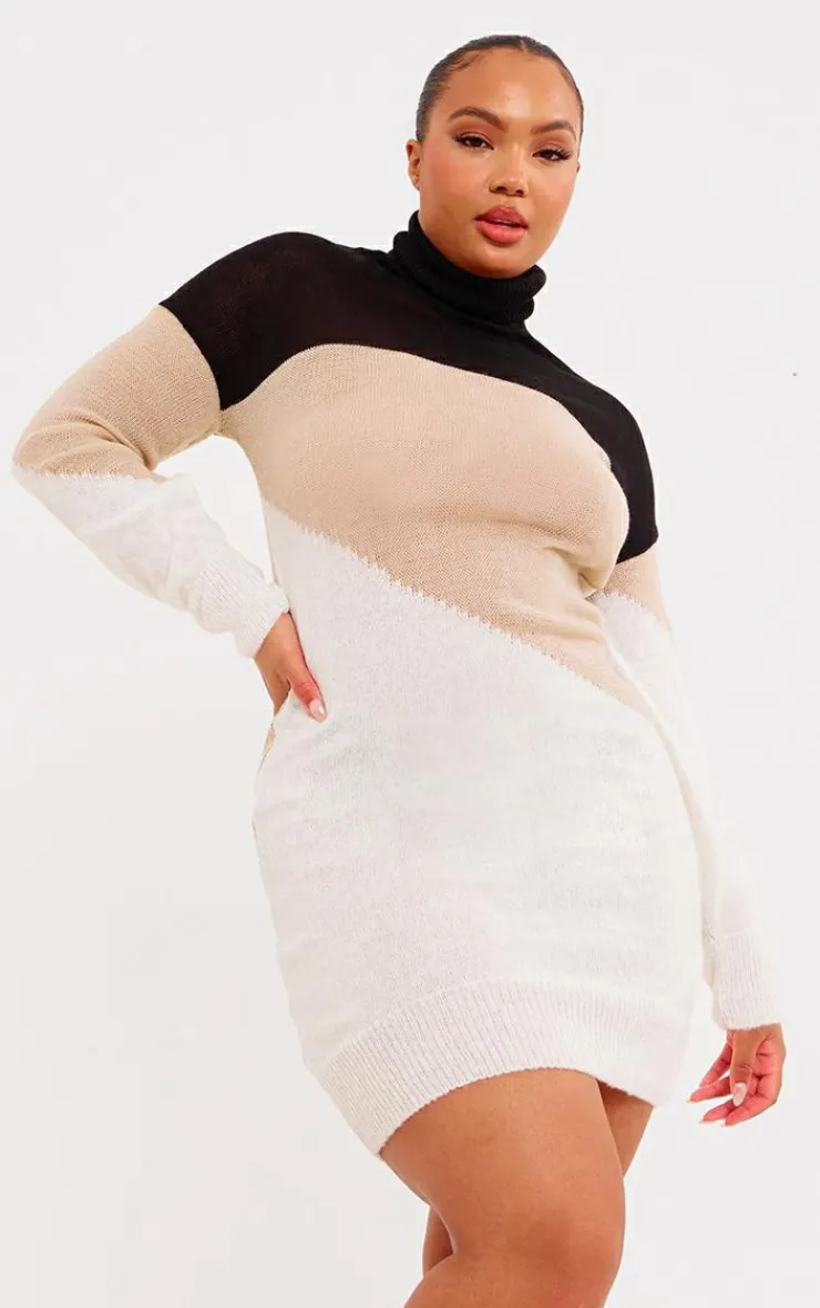 Plus Color Block Knitted Midi Dress-PrettyLittleThing Best