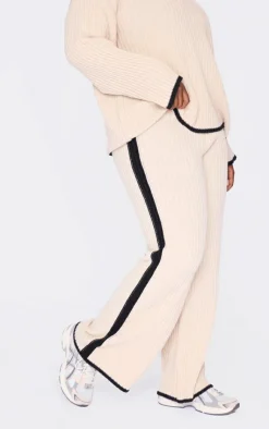 PrettyLittleThing Knitted Two Piece Sets*Plus Contrast Stitch Wide Leg Pants