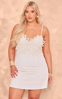 Plus Crochet Bust Detail Linen Look Bodycon Dress-PrettyLittleThing Discount