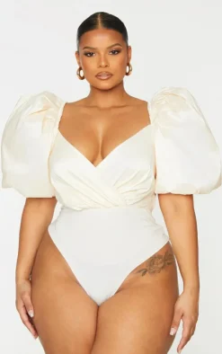 Plus Extreme Puff Sleeve Bodysuit-PrettyLittleThing Outlet