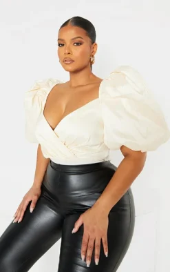 Plus Extreme Puff Sleeve Bodysuit-PrettyLittleThing Outlet