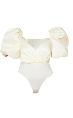 Plus Extreme Puff Sleeve Bodysuit-PrettyLittleThing Outlet