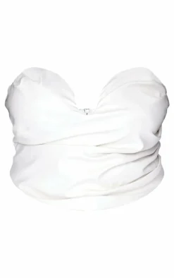 PrettyLittleThing Corsets*Plus Faux Leather Plunge Ruched Corset Top