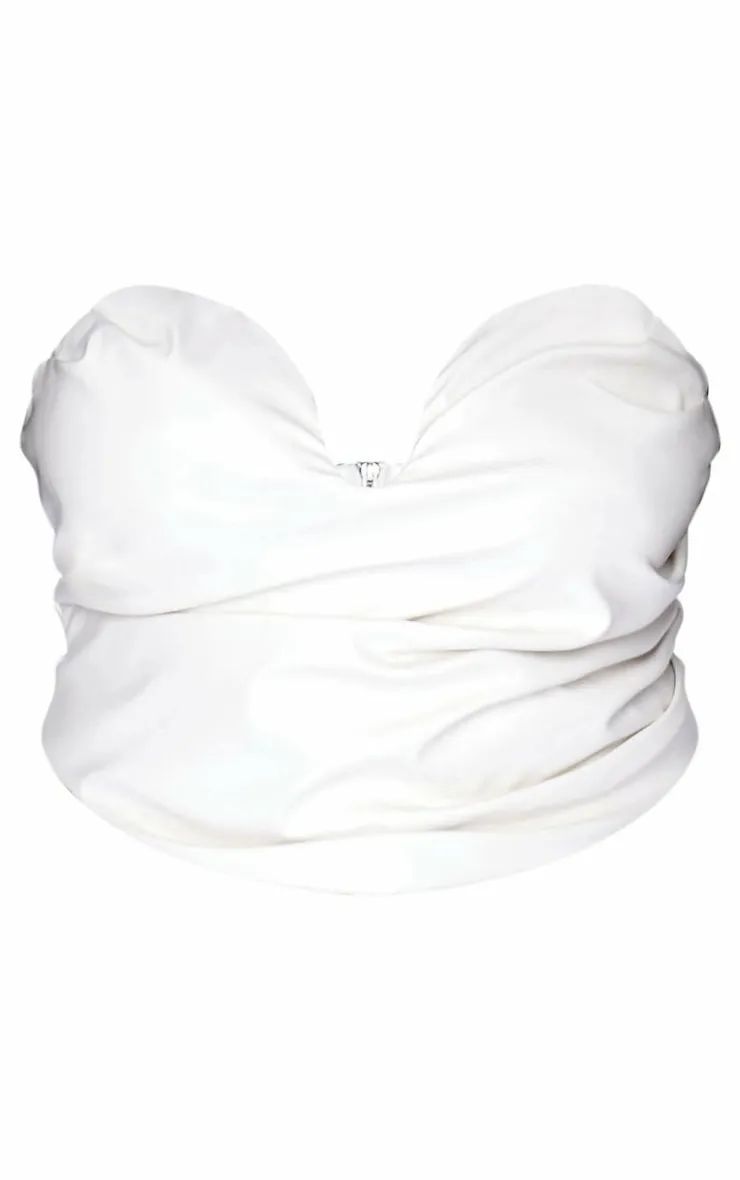PrettyLittleThing Corsets*Plus Faux Leather Plunge Ruched Corset Top