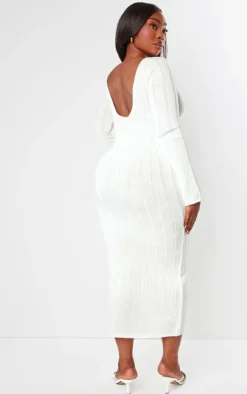 Plus Knitted Wide Ribbed Scoop Back Midaxi Dress-PrettyLittleThing Outlet