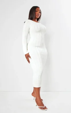 Plus Knitted Wide Ribbed Scoop Back Midaxi Dress-PrettyLittleThing Outlet