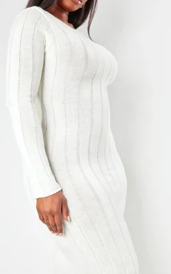 Plus Knitted Wide Ribbed Scoop Back Midaxi Dress-PrettyLittleThing Outlet