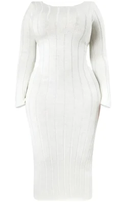 Plus Knitted Wide Ribbed Scoop Back Midaxi Dress-PrettyLittleThing Outlet