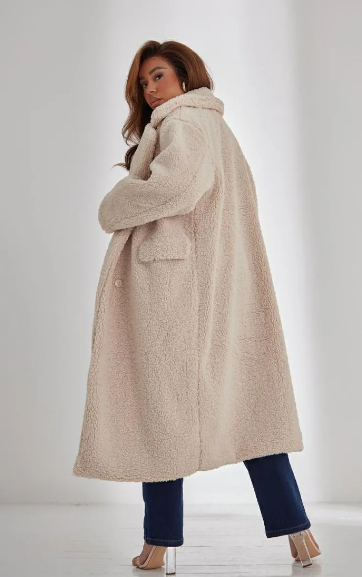 PrettyLittleThing Teddy Coats*Plus Longline Borg Coat