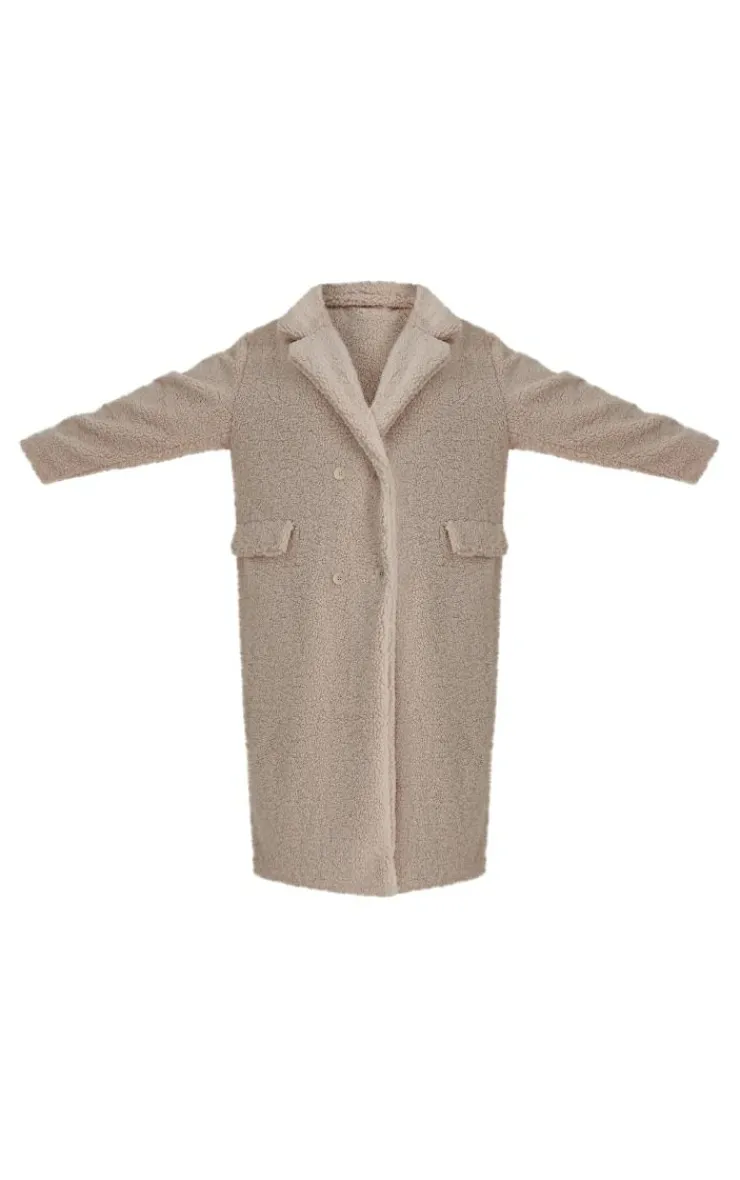 PrettyLittleThing Teddy Coats*Plus Longline Borg Coat