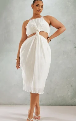 Plus Plisse Knot Detail Midi Dress-PrettyLittleThing Clearance